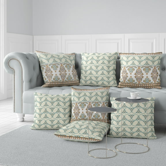 Floral Fusion Throw Pillow in Blue 16x16