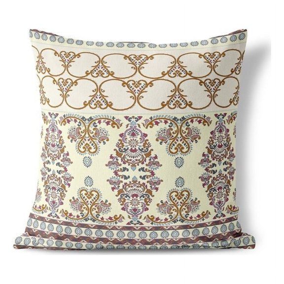 Floral Fusion Throw Pillow with Removable Cover in Pink 18x18