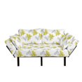 thumbnail image 1 of Floral Futon Couch, Sketch of Lily Flowers Gardening Plants Summer Meadow Field, Daybed with Metal Frame Upholstered Sofa for Living Dorm, Loveseat, Yellow Grey, by Ambesonne, 1 of 4