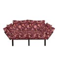 thumbnail image 1 of Floral Futon Couch, Vintage Rich Foliage Pattern Ornamental Spring Flowers and Circles, Daybed with Metal Frame Upholstered Sofa for Living Dorm, Loveseat, Orange Maroon and Yellow, by Ambesonne, 1 of 4