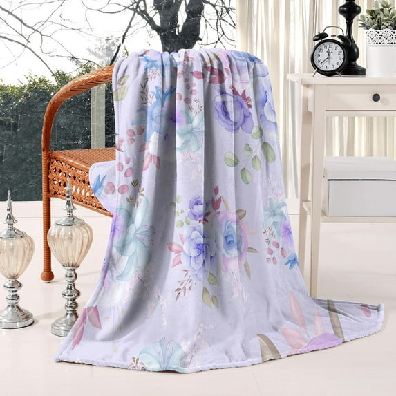 Floral Fuzzy Blanket: Decorative, Soft & Cozy 50x60in Flannel Bed Throw Blanket- Beautiful Flowers Bed Throw Blanket for Home, Bed, Sofa, Couch & Chair