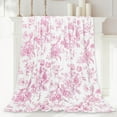 thumbnail image 1 of Floral Fuzzy Blanket Pink Flowers Throw Blanket Decorative Soft Cozy Flannel Blanket for Home Bed Sofa Couch Chair, 50 x 60 Inch, 1 of 6