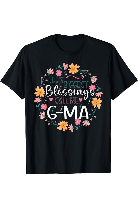 Floral G-ma Grandmother Grandma For Women T-Shirt Black X-Large