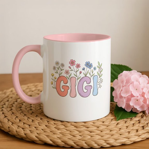 Floral G1igi Mug, Grandma Gift Idea, Mothers Day Coffee Cup, Cute G1igi Present, Colorful Flower Design Mug, G1igi Birthday Gift