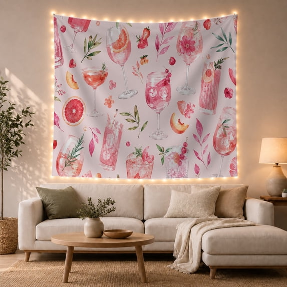 Floral Garden Array with Cocktail Glasses Botanical, Nostalgic Vintage ...