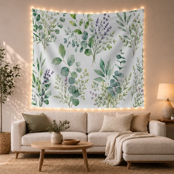 Floral Garden Botanical with Consists Plant Illustrations, Nostalgic Vintage for Botanical Art Lovers, Wall Decor, Mother'S Day Gift, Tapestry Wall Hanging for Dorm and Living Room