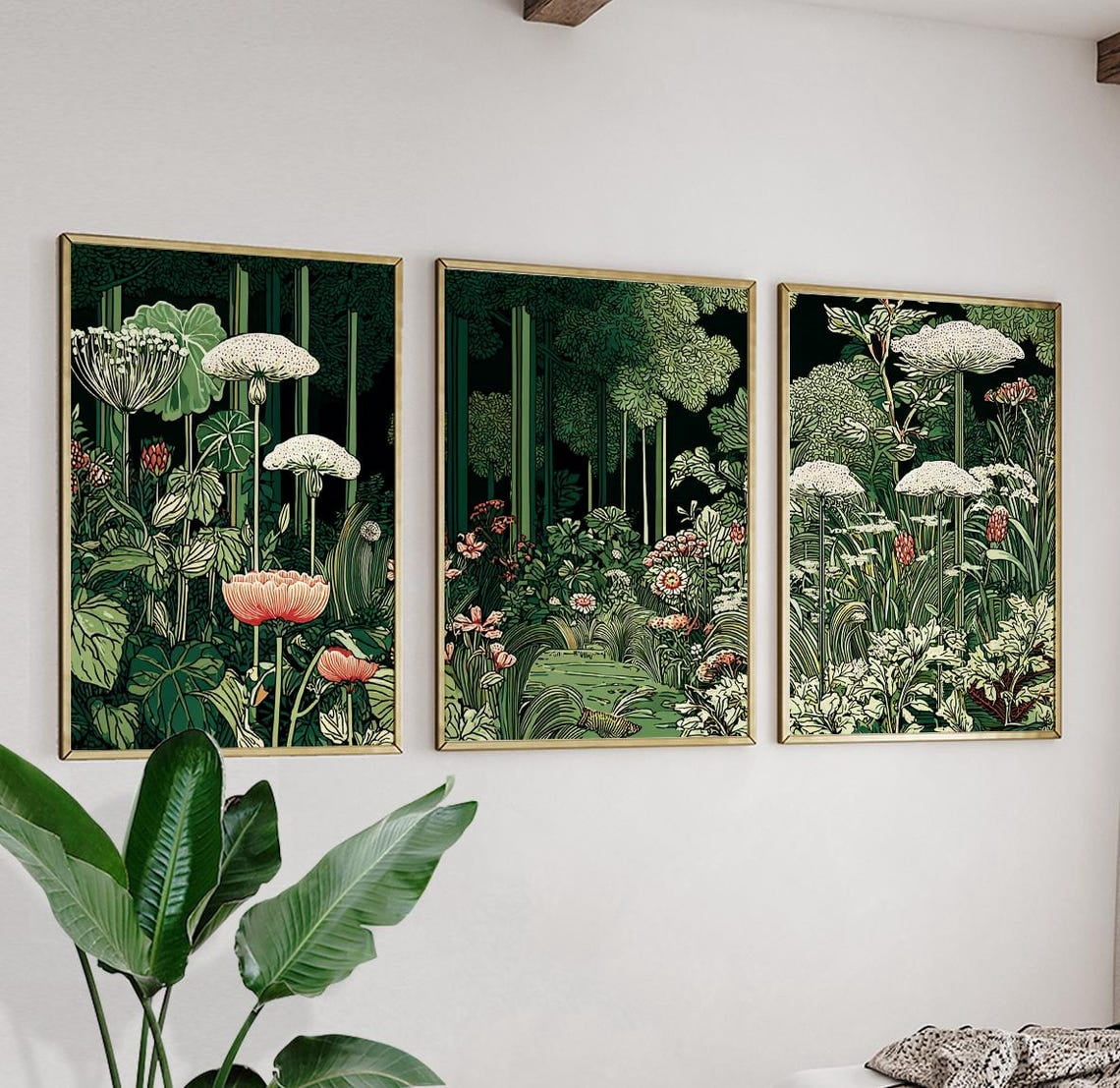 Floral Garden Botanical Illustration Art Prints Wall Decor Set 3 ...