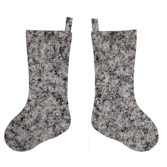 Floral Garden Christmas Stocking by Penny's Needful Things (Silvery Gray) (Single Stocking)