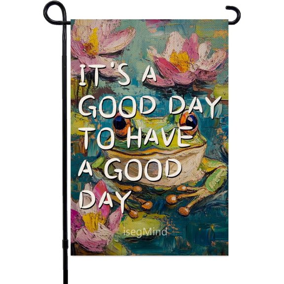 Floral Garden Flags Frog Flag It's A Good Day To Have A Good Day Frog Yard Double Sided Spring Summer 12x18 Inch (5141)