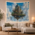 thumbnail image 1 of Floral Garden Floating with Steampunk Castle Structure Bright, Mystical Fantasy for Space Lovers, Galaxy Room Decor, Mother'S Day Gift, Tapestry Wall Hanging for Bedroom and Dorm, 1 of 7