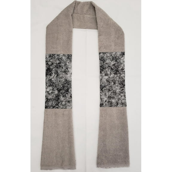 Floral Garden Kitchen Towel Boa / Scarf by Penny's Needful Things (Towel Color: Gray) (Black & Gray)