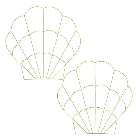 Floral Garden Metal Seashell Wreath Form 14 x 14 Inches Summer Tinsel Decoration DIY Art Craft Material Supplies Decor Making Centerpiece Floral Bouquet Decoration Pack of 2