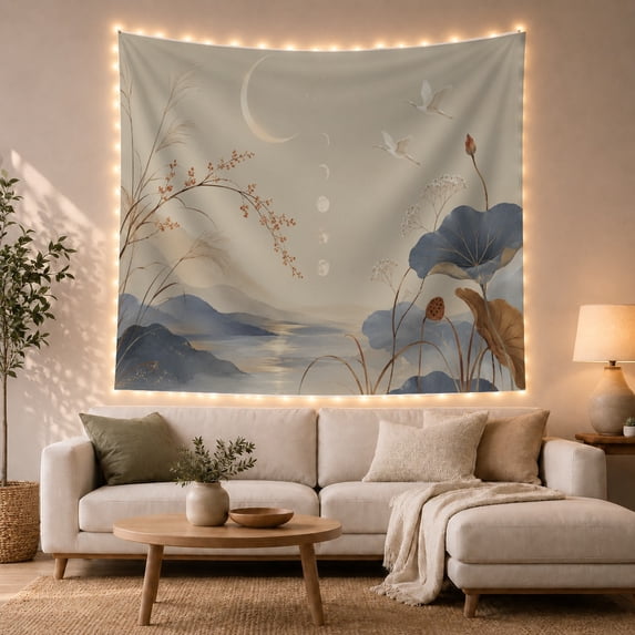Floral Garden Misty with Layered Mountains Soft Hazy, Mystical Fantasy for Space Lovers, Galaxy Room Decor, Mother'S Day Gift, Tapestry Wall Hanging for Bedroom and Dorm