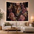 thumbnail image 1 of Floral Garden Portrait with Tiger'S Head Facing Directly, Mystical Fantasy for Space Lovers, Galaxy Room Decor, Valentine'S Day Gift, Tapestry Wall Hanging for Bedroom and Dorm, 1 of 7