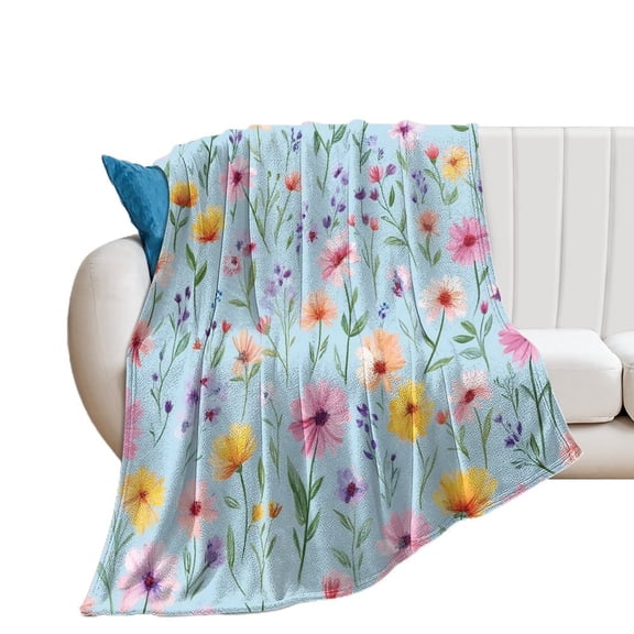 Floral Garden Print_2 Blanket Throw Blankets Warm Cozy Lightweight Couch Blanket Stuff Gifts for Women Mom Teens