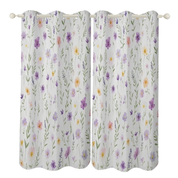 Floral Garden Print Blackout Curtains Window Drapes Room Darkening Thermal Insulated Grommets Blackout Curtains, for Living, Dining, Bedroom,2 Panels
