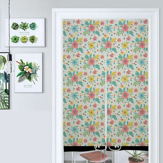 Floral Garden Print Door Curtain Nordic Living Room DoorCurtain Porch Partition Curtain Kitchen Rative Half Curtain