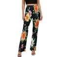 thumbnail image 1 of Floral Garden Print High Waisted Casual Flared Trousers Summer Home Pants Gift Street Fashion Night Club Big Size Trousers, 1 of 5