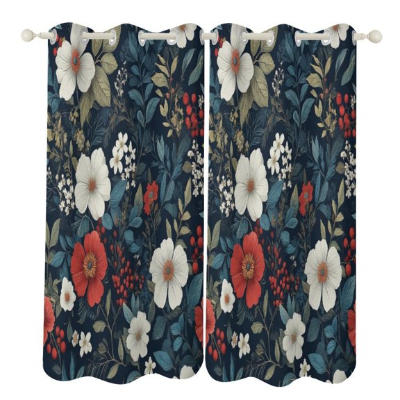 Floral Garden Print Study Room Living Kitchen Bedroom For Blackout Curtain Printed 2 Panels