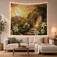 thumbnail image 1 of Floral Garden Radiant with Around Empty Stone Tomb, Mystical Fantasy for Space Lovers, Galaxy Room Decor, Mother'S Day Gift, Tapestry Wall Hanging for Bedroom and Dorm, 1 of 7