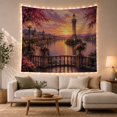 thumbnail image 1 of Floral Garden Romanticized with Riverfront Cityscape at, Mystical Fantasy for Space Lovers, Wall Decor, Valentine'S Day Gift, Tapestry Wall Hanging for Dorm and Living Room, 1 of 7
