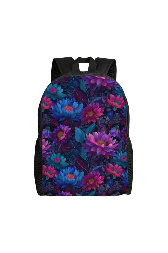 Floral Garden Scene Backpack with 15 Inch Laptop Compartment,Water-Resistant Daypack, Large Capacity Backpack with Adjustable Breathable Shoulder Straps for Daily Use Travel Gym