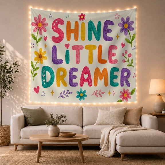 Floral Garden Shine with Little Dreamer Arranged, Nostalgic Vintage for Botanical Art Lovers, Wall Decor, Valentine'S Day Gift, Tapestry Wall Hanging for Dorm and Living Room