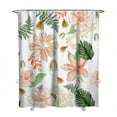 thumbnail image 1 of Floral Garden Tropical Leaves and Rose Shower Curtain 72x84, Quick-Dry Fabric, Hooks Included, 1 of 5