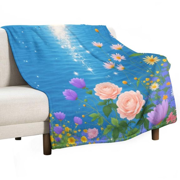 Floral Garden by Sparkling Sea Throws Blankets for Sofa Bed Winter Plush Warm Blanket Holiday Gifts