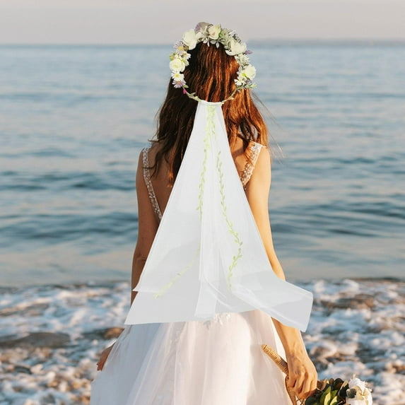 Floral Garland Veil Wedding Bridal Veil, Accessory Boho Headpiece, Flower Crown, Floral Headband for Engagement Party Favor, Gift Bridal Shower purple