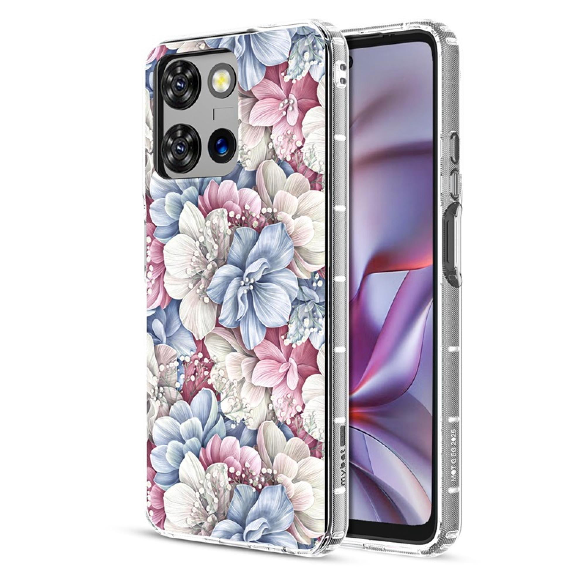 Floral Gem Diamond Case for Motorola Moto G 5G 2025 – Slim Hybrid Protective Cover with Raised Edges & Shock-Absorbing Corners, Stylish Flower Design