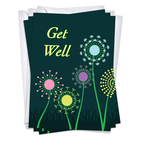 Floral Get Well Soon Greeting Cards | 3 Pack Set (5x7)