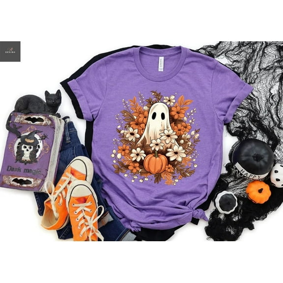 Floral Ghost , Floral Ghost Shirt, Ghost , Flower Shirt, Vintage Retro , Fall Sweater Tee