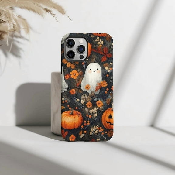 Floral Ghost Pumpkin Halloween Fall Aesthetic Phone Case for iPhone 11 12 13 14 15 16