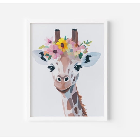 Floral Giraffe Art Poster Nursery Animal Wall Decor, Unframed Poster Size 24x36 F03.1.19l1137