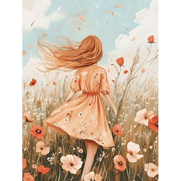 Floral Girl Canvas PaintingPerfect for Living RoomBedroomNurseryOffice and Hallway Decor