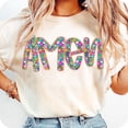 thumbnail image 1 of Floral Glitter Amen T-Shirt, Retro Amen Shirt, Preppy Easter Tee, Happy Easter Shirt, Jesus T-Shirt, Christian Bible Verse Tee, 1 of 5