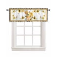 thumbnail image 1 of Floral Gnomes Linen Curtain Valance for Bedroom/Bathroom/Kitchen/Living/Dining Room Window,White Summer Bee Spring Eucalyptus Checkered Pocket Topper Drapes Decorative Cafe Drapery Panel 54"x18", 1 of 6