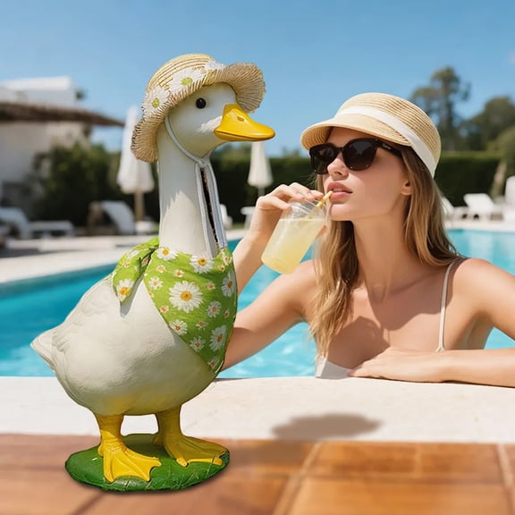 Floral Goose Bonnet Pet Hat Adorable Costume Headwear with Attached Scarf and Secure Chin Strap Green One Size