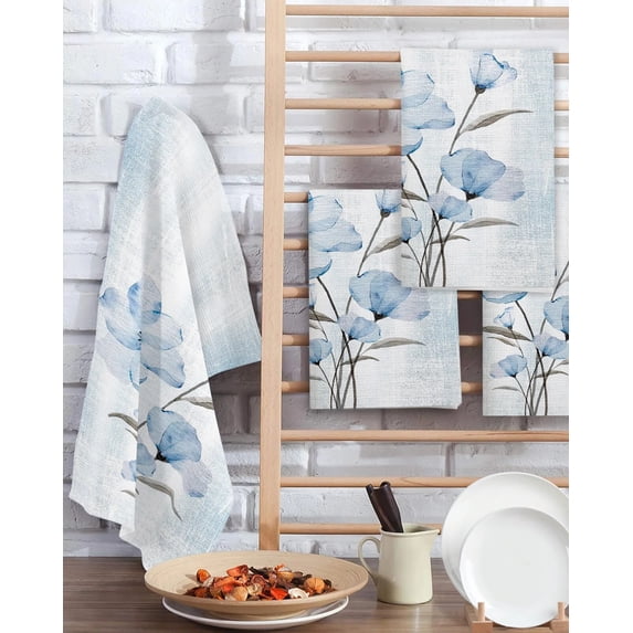 Floral Gradient Retro Tea Towels Absorption Walf Checks Kitchen Soft Cleaning Towel Cloth Napkins Dish Rags