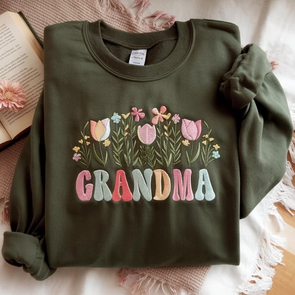 Floral Grandma Embroidered Sweatshirt, Pregnancy Announcement Gift