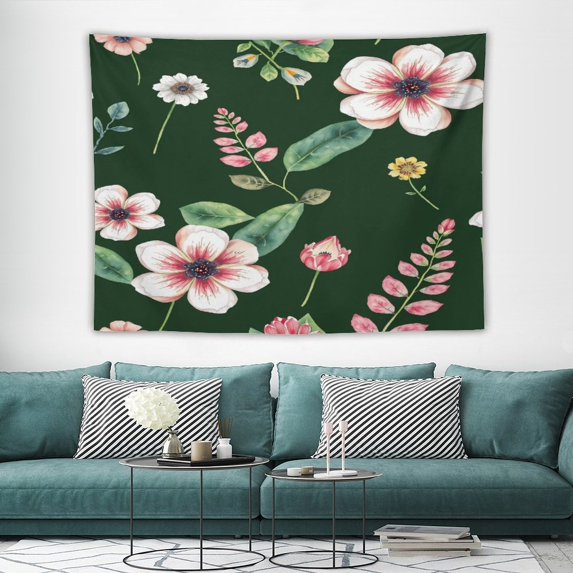 Floral Green Pattern Wall Tapestry Poster Mall Hanging Background Cloth ...