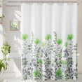 thumbnail image 1 of Floral Green Shower Curtain Set Flowers White Grey Gray Shower Curtains with 12 Hooks Botanical Waffle Weave Fabric Shower Curtain Bathroom Hotel Washable Water Repellent 72x72 Inch, 1 of 6