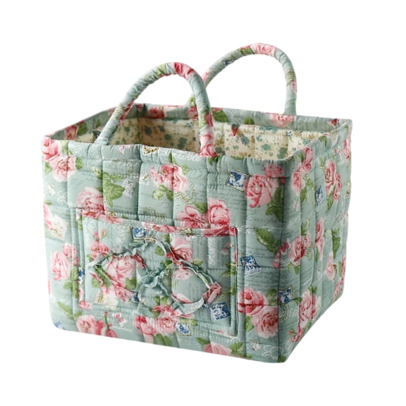 Floral Grocery Tote Bag Large Capacity Quilted Foldable Durable Fabric for Work Travel Shopping (Style 16)