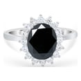 thumbnail image 1 of Floral Halo Oval Wedding Ring Simulated CZ 925 Sterling Silver Size 11, 1 of 5