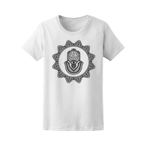 Floral Hamsa Hand Tribal Mandala T-Shirt Women -Image by Shutterstock, Female Small