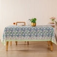 thumbnail image 1 of Floral Hand Block Printed Cotton Tablecloth – Blue & White Indian Table Cover for Dining Table –Cotton Ethnic Table Linen – Boho Home Décor Kitchen Accessory (60 Inches Round), 1 of 5