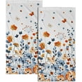 thumbnail image 1 of Floral Hand Towels 28 x 14 in Set of 2,Orange Blue Flowers Butterflies Highly Absorbent Microfiber Tea Towel Dish Towel for Kitchen Bathroom Decorations, 1 of 16