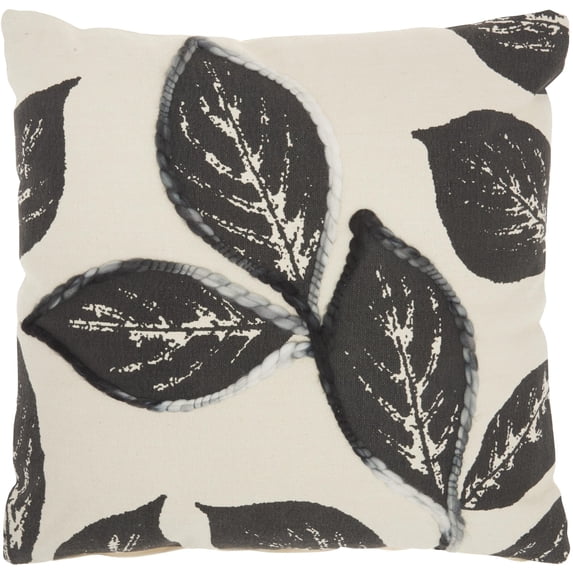 Floral Handcrafted Charcoal Accent Throw Pillow
