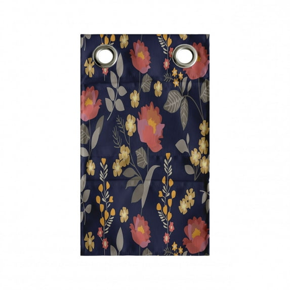 Floral Hanging Pocket Organizer, Repetitive Forest Roses Flowers Autumn Leaves, Printed Polyester Storage Bag with Pockets, 9" x 16", Indigo Coral Dark Tan